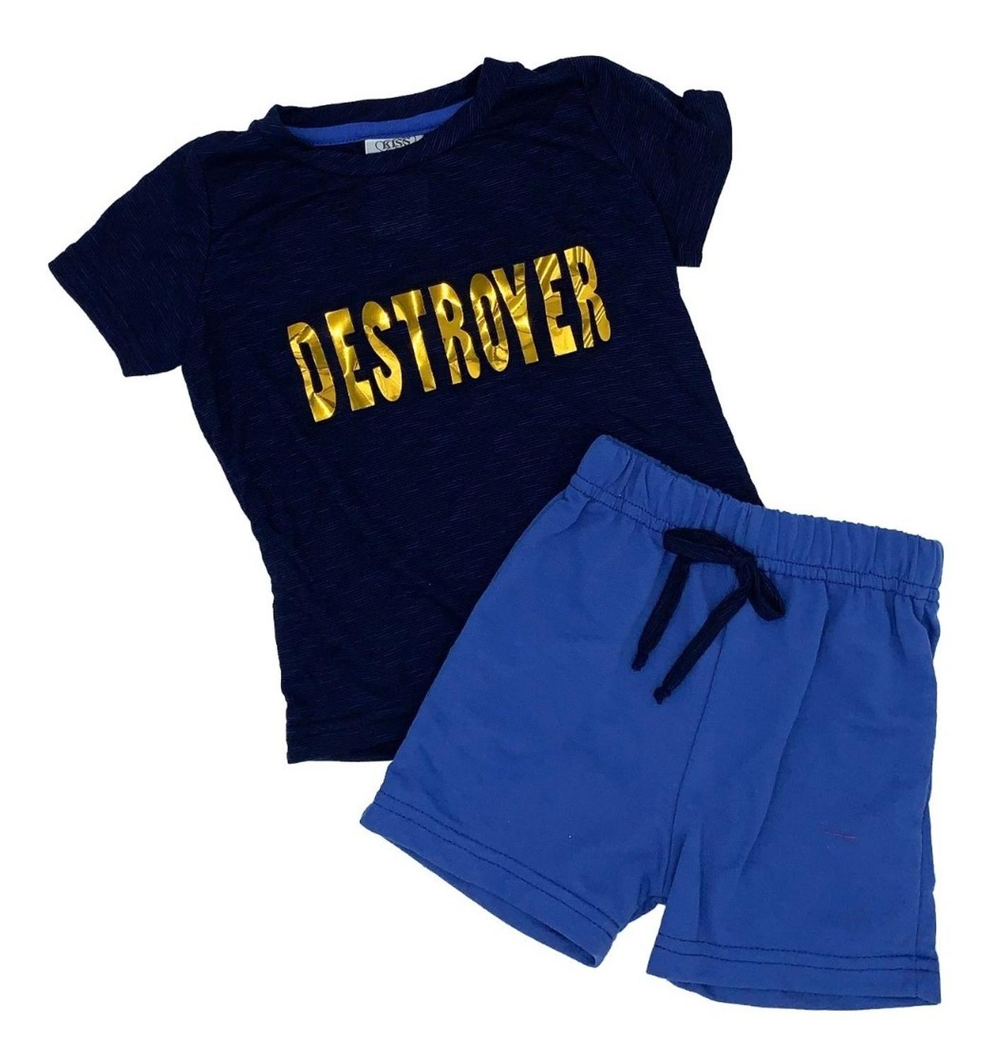 Conjunto 2 piezas Kiss para Nino Algodon Short y Playera Estampada Des