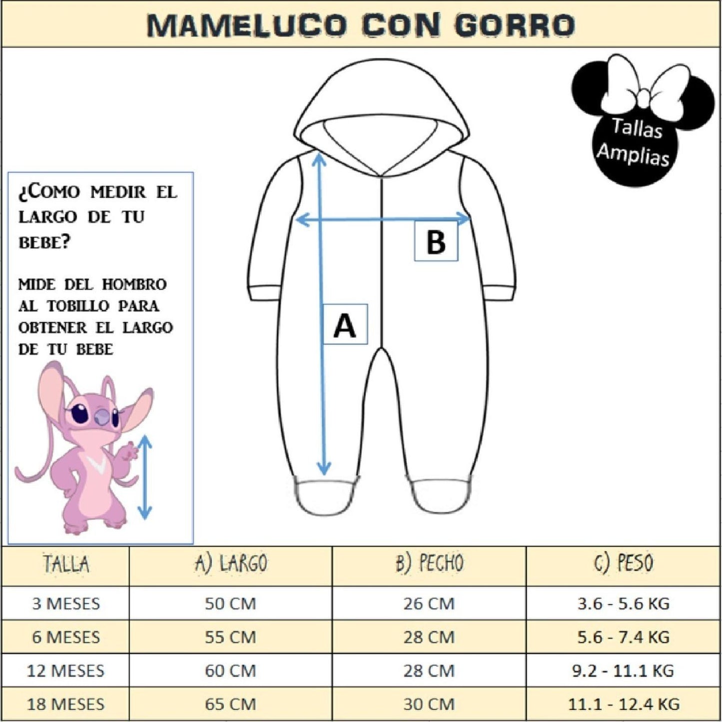 Kit 3 Mamelucos Disney para Bebé con Gorro Bordado Sulley, Winnie Pooh, Mike