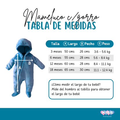 Kit 3 Mamelucos Algodon Disney para Bebé con Gorro Bordado Stitch, Tigger, Sulley Premium