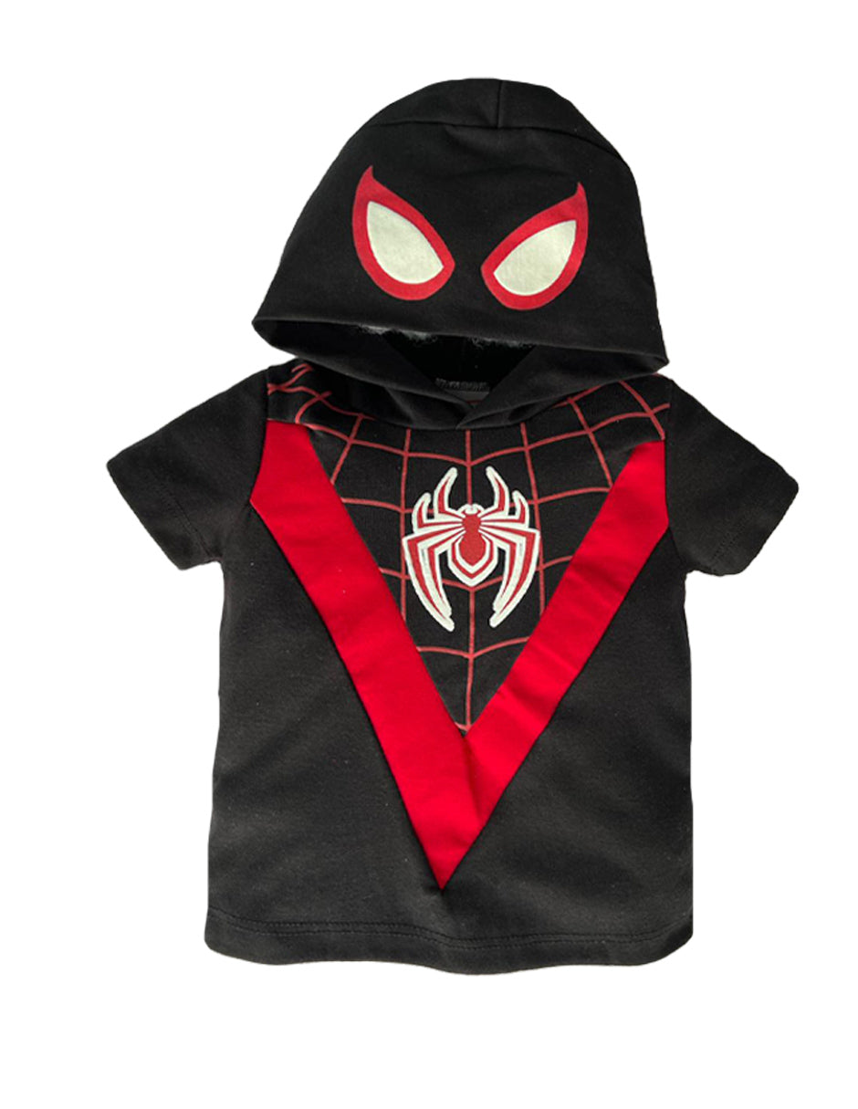 Conjunto Playera Con Gorro Y Short Miles Morales Marvel