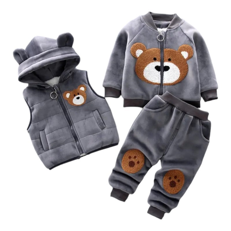 Conjunto 3 piezas para niño Kiss Oso (Chamarra, Chaleco, Pants)