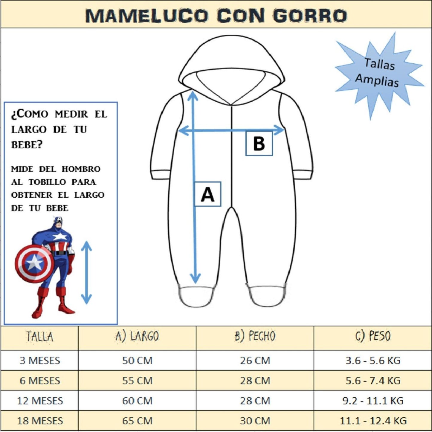 Mameluco Marvel Sublimado Con Gorro Thor