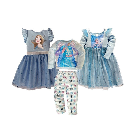 Kit 3 Piezas Elsa Frozen (2 vestidos y 1 conjunto)