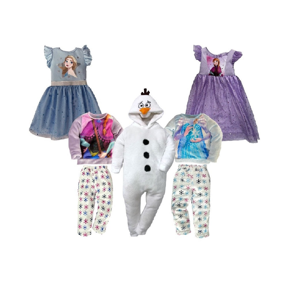 Kit 5 Piezas Frozen (2 vestidos, 2 conjuntos y 1 mameluco)