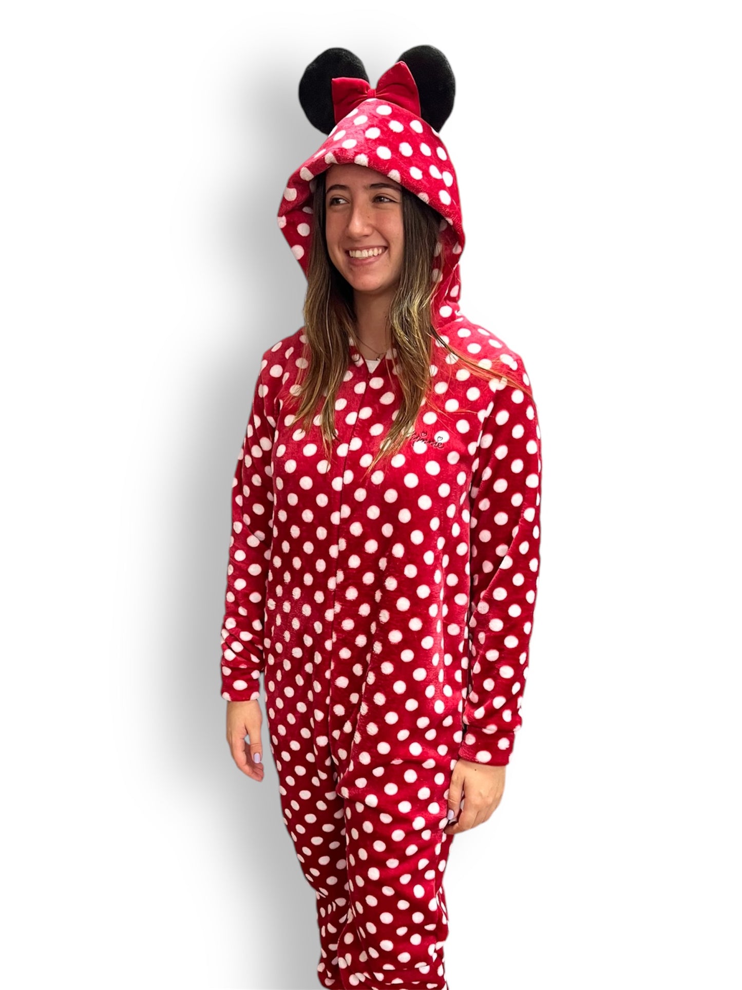 Mameluco Con Gorro Bordado Disney Minnie Mouse Dots Roja